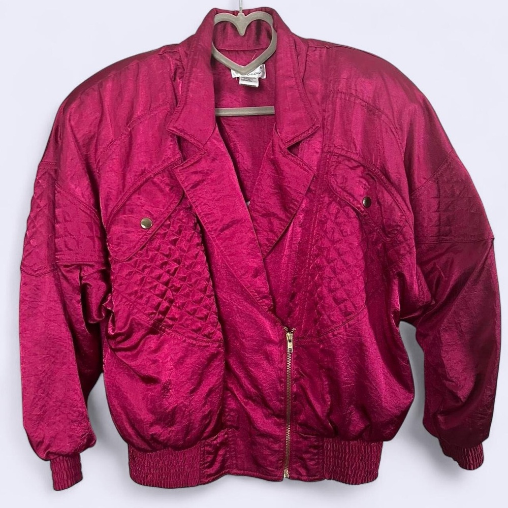 Bocco vintage pink magenta nylon bomber zip jacket.